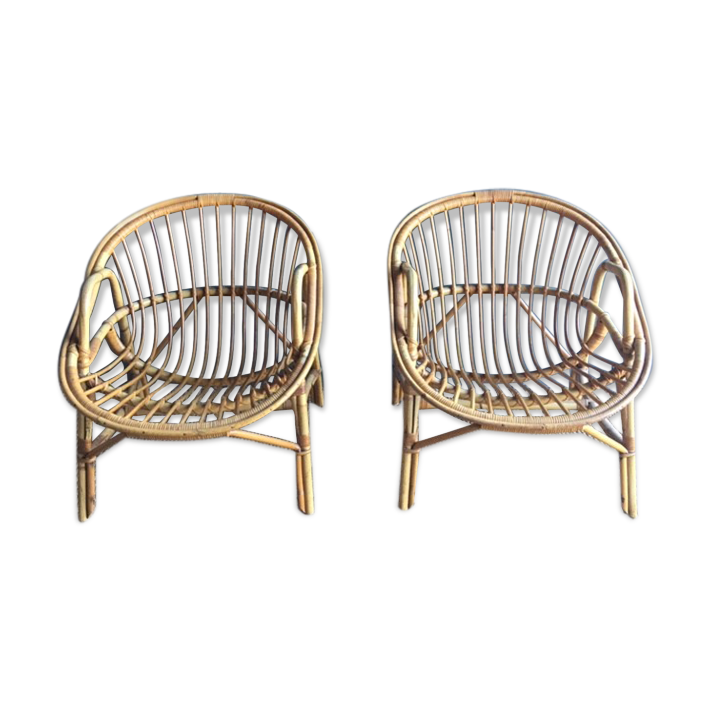 Pair of armchairs rattan year 60