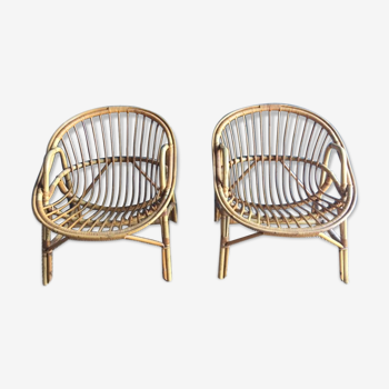 Pair of armchairs rattan year 60