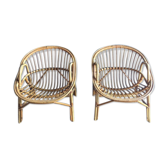 Pair of armchairs rattan year 60