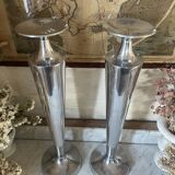 Pair of aluminium cast candle holders 52cm
