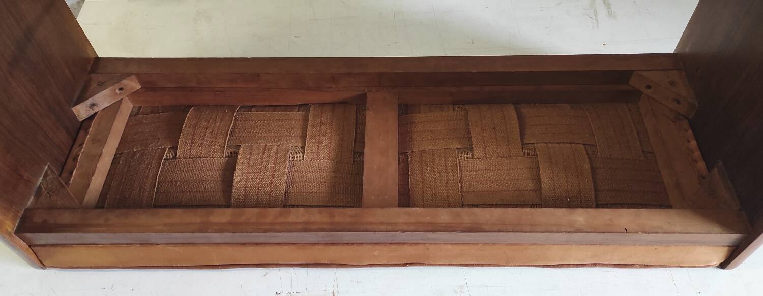 Art Deco design bench in wood and fabric - 1930s/40s
