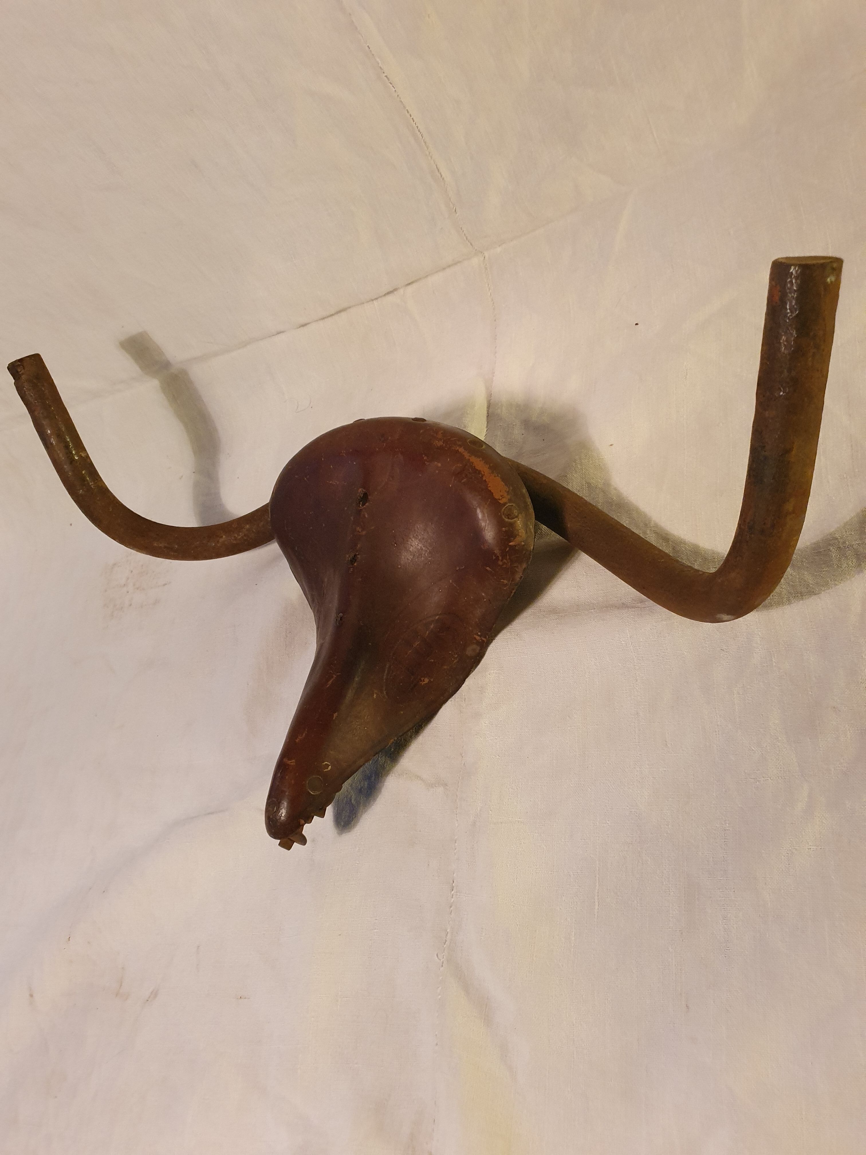 Brutalist bull head sculpture