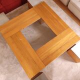 Large wooden Tecno coffee table and 4 stools