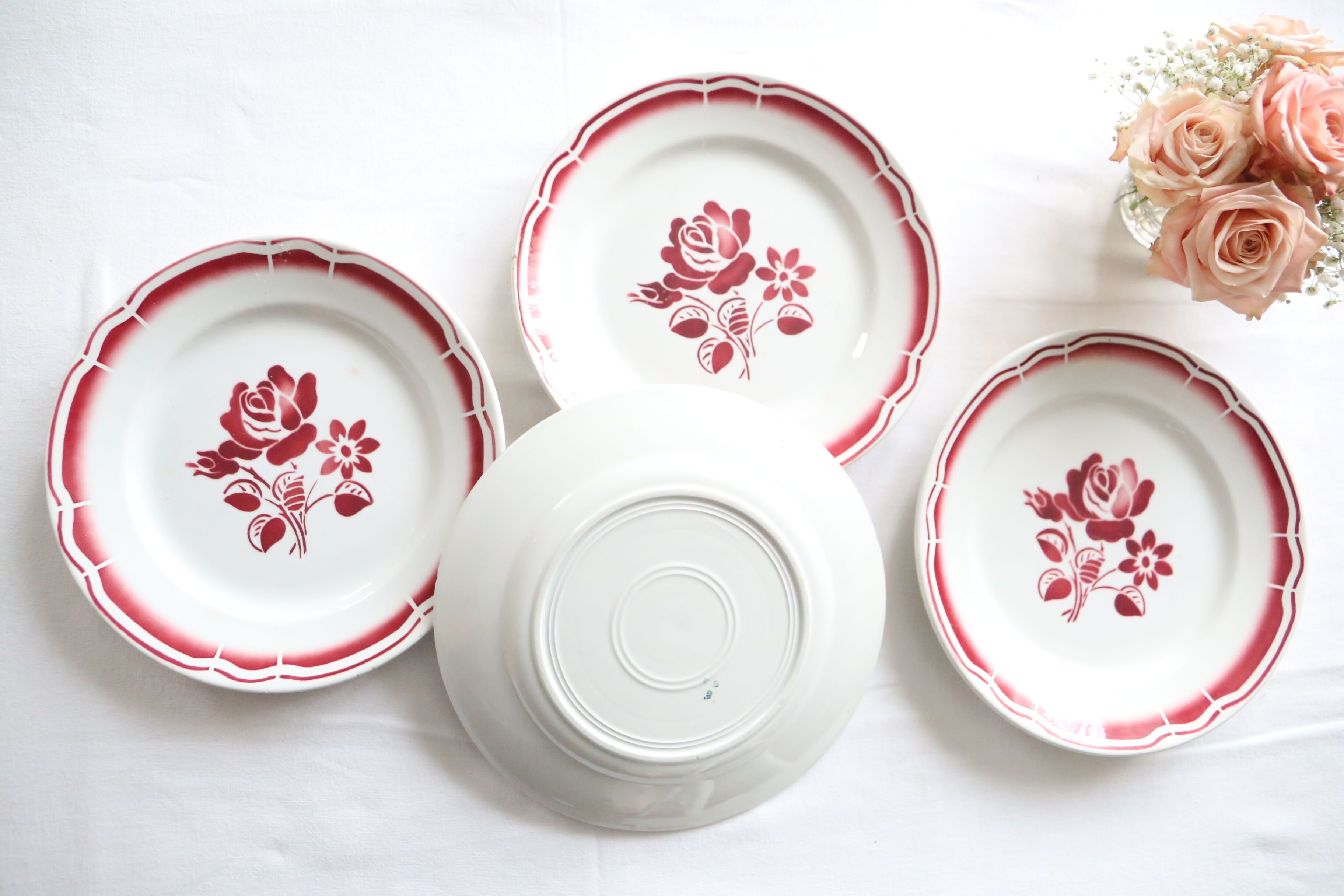 Set de 4 assiettes Badonviller, vintage français