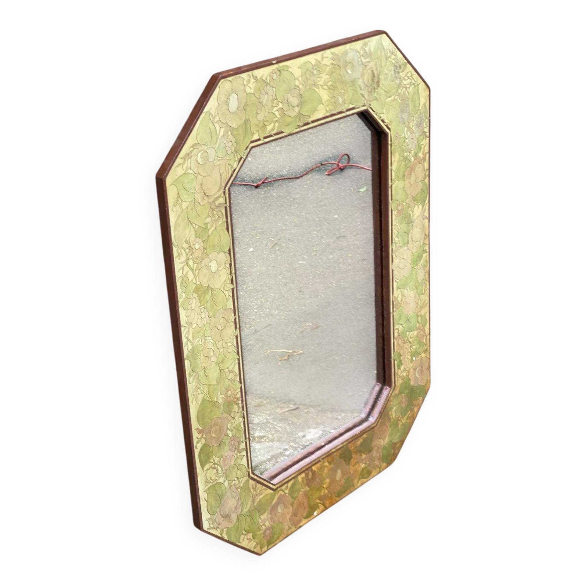Vintage octagonal mirror from the 80s, 70x50cm.