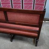 Ancienne banquette style Louis XVI en bois massif avec assise et dossier tissés