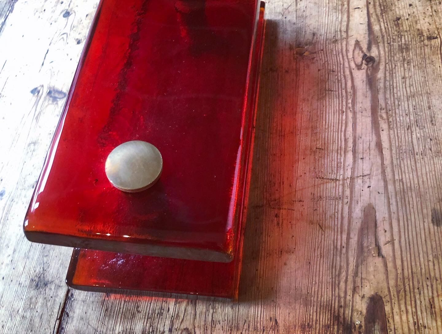 Old vintage glass and brass store door handle