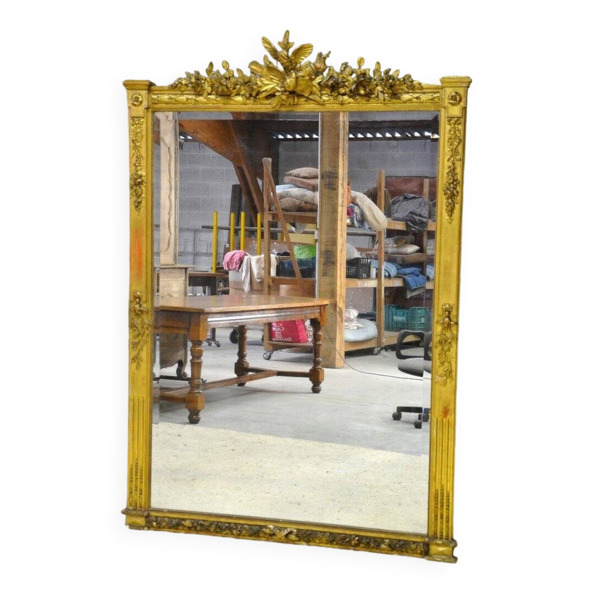 Large 19th Century Gilded Stucco Mirror