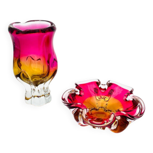 Vase et coupe Sommerso josef