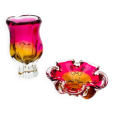 Vase et coupe - Sommerso - Josef Hospodka - Ambre & Fuchsia
