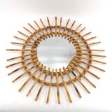 Mirror and shelf vintage rattan wicker 70's
