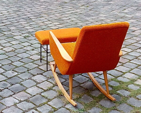Rocking chair scandinave années 50-60 orange