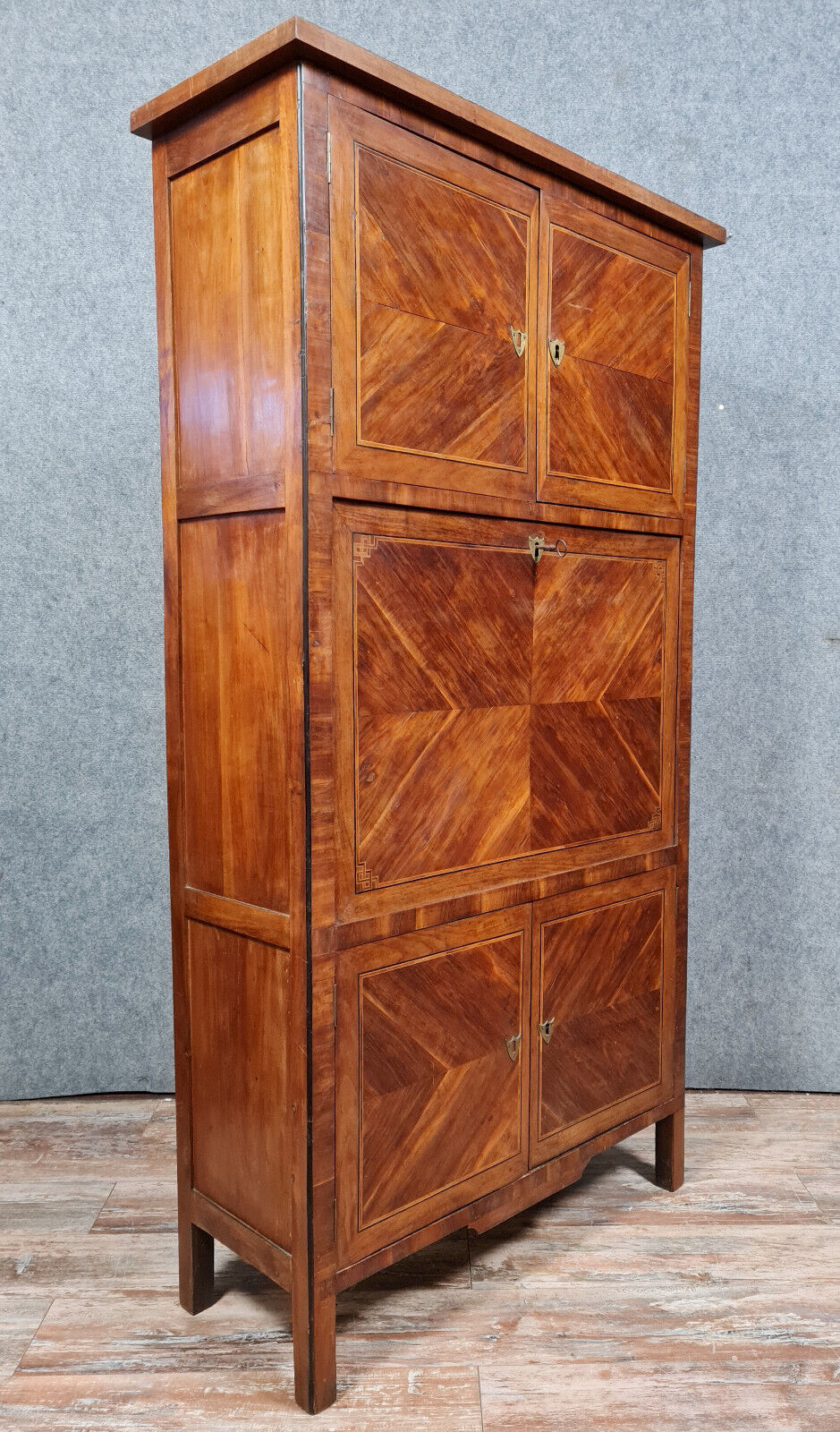 Secretary guillotine Louis XVI era in marquetry around 1760-1780