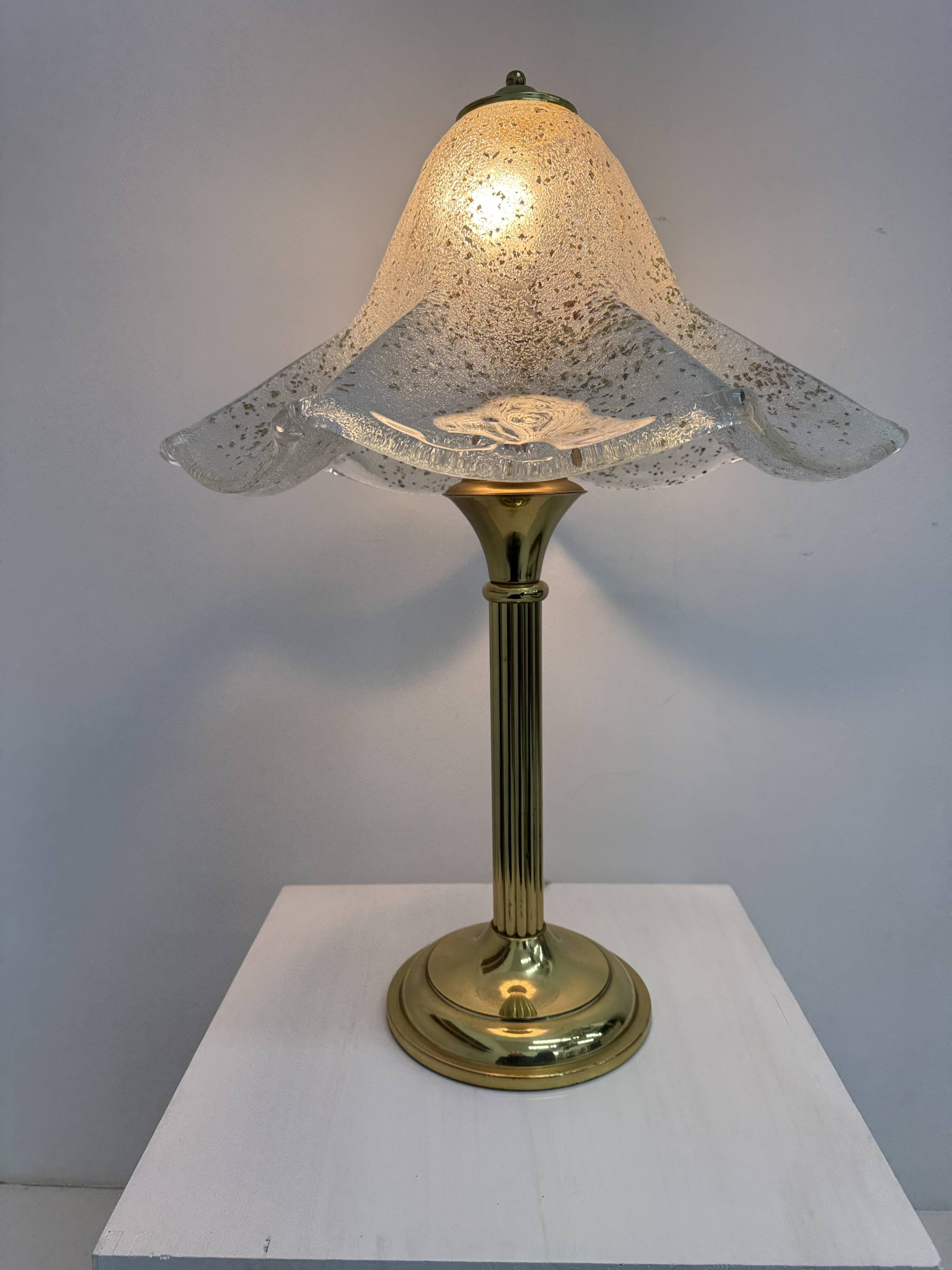 Mid century glass table lamp , 1970s