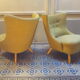 Sofa sofa and 2 armchairs chauffeurs flesh years Wing 50 vintage