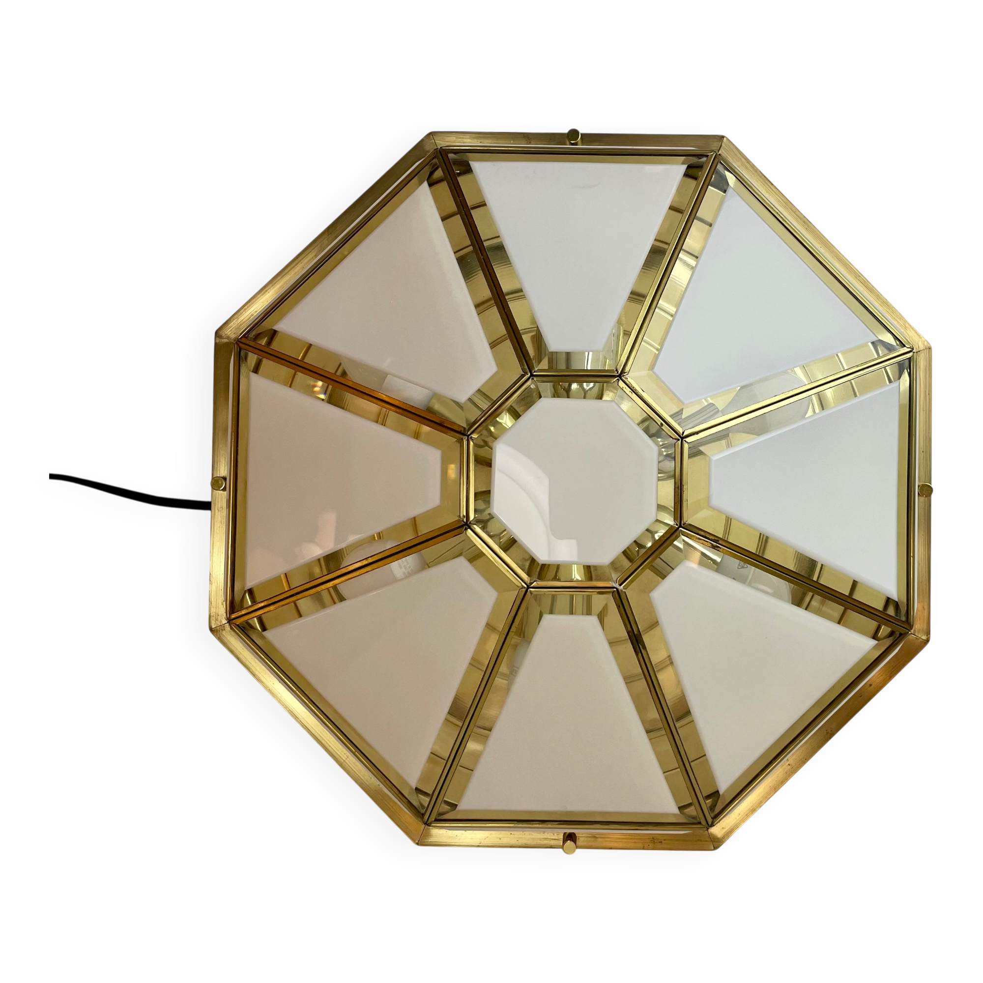 Hollywood Regency, Brass, Ceiling Lamp by Deknudt, Belgium, 1980s