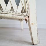 White rattan coffee table with glass top