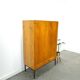 Meuble en placage avec tiroirs et piètement en acier, armoire vintage