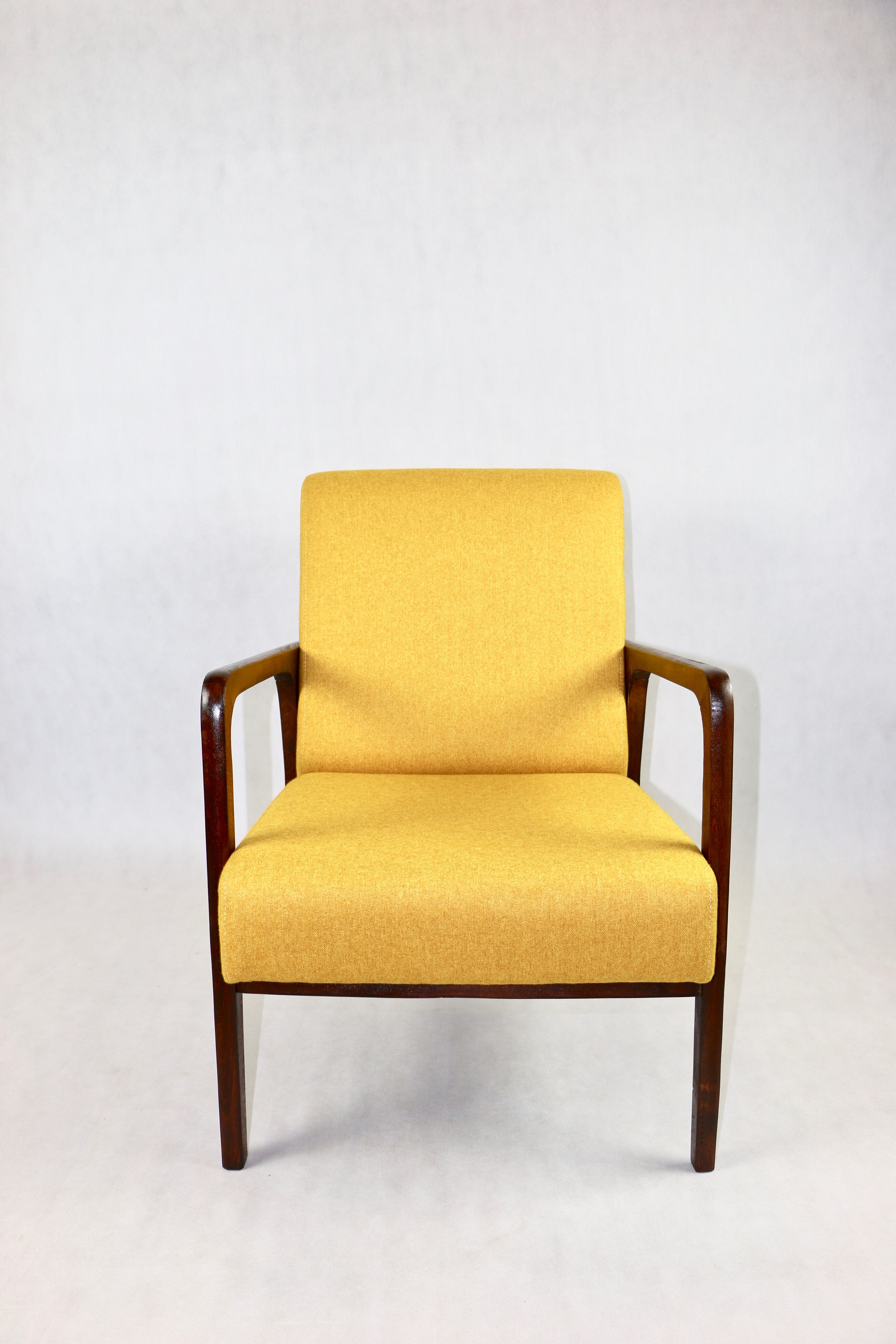 Fauteuil en tweed jaune, années 1970