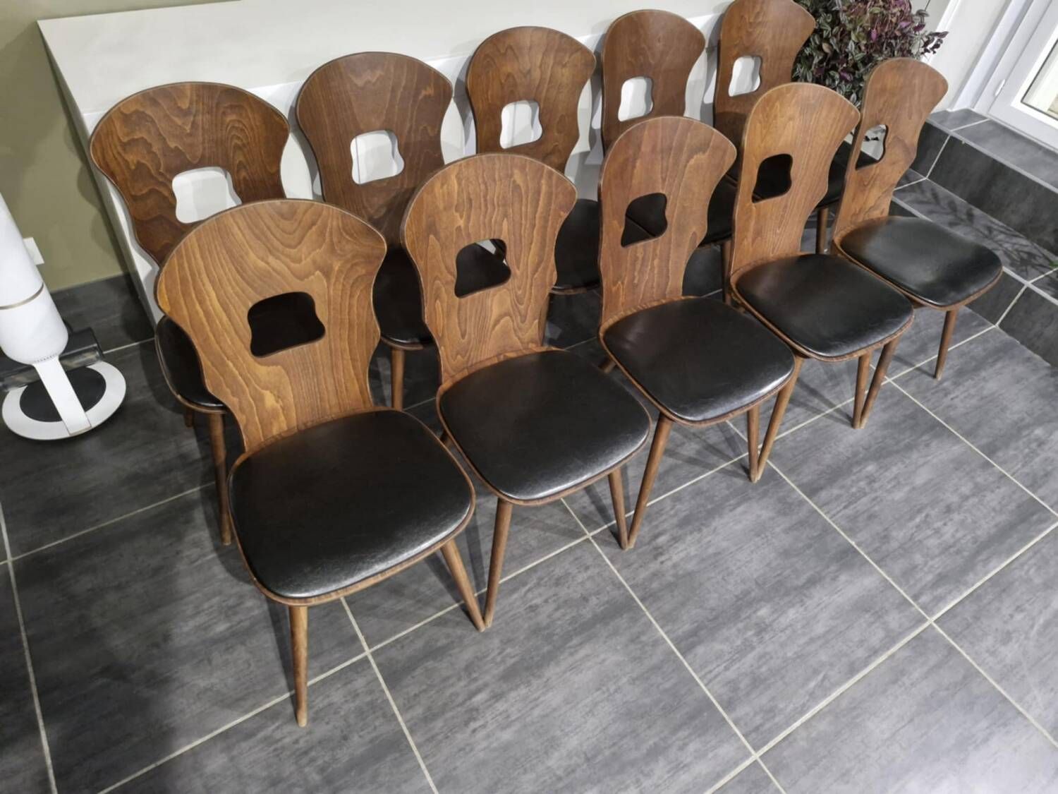 Set of 10 vintage Baumann "Gentiane" model bistro chairs, 1960s
