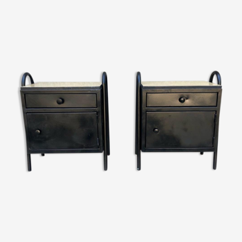pair of tubular bedside tables 1950