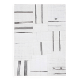 Tapis Kilim contemporain vintage Off White et noir 7x10, 218x307 cm