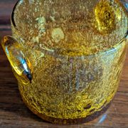 Small vase or amber bubbled glass tealight holder