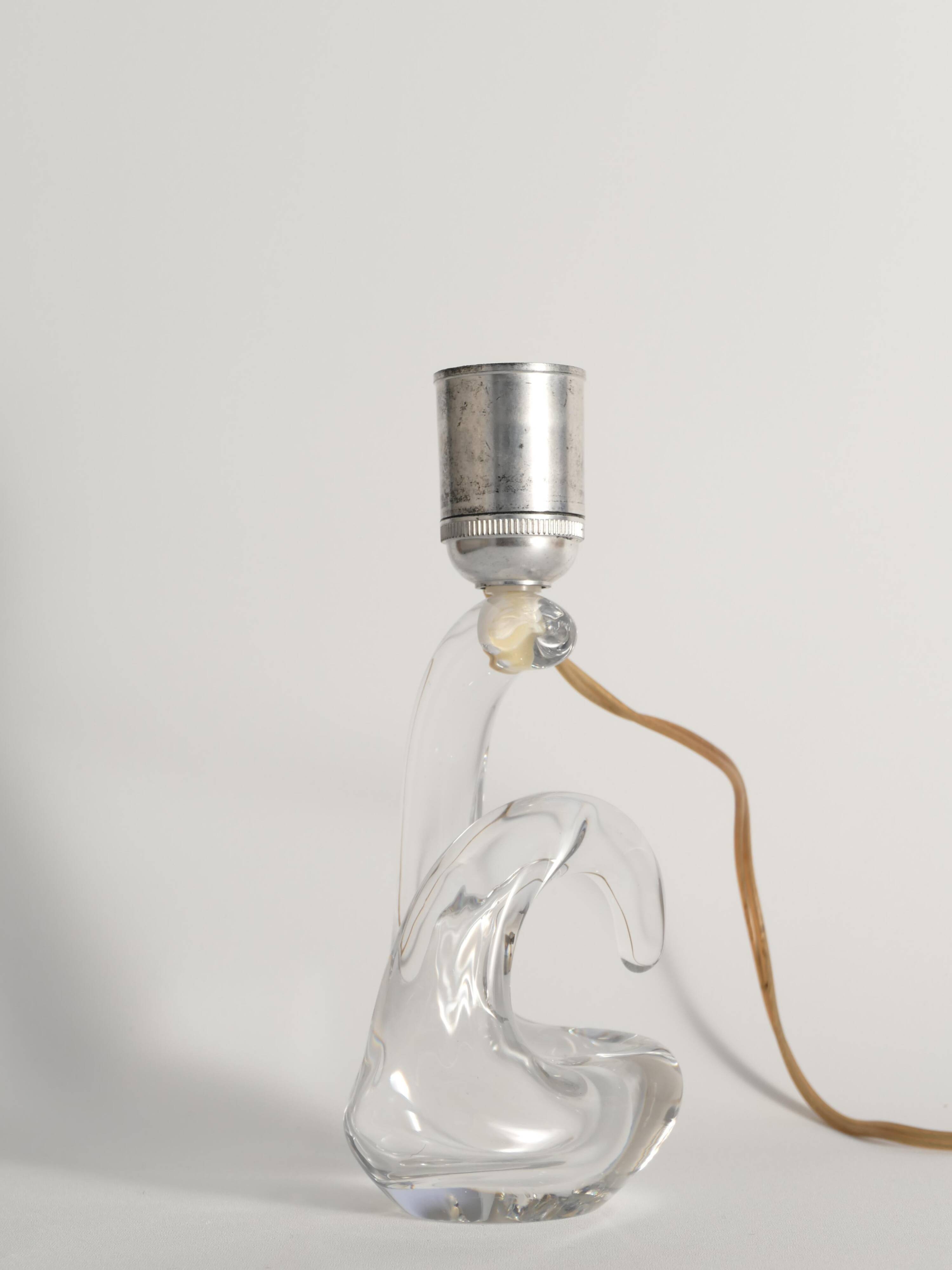 Sculptural Clear Crystal Glass Table Lamp by Schneider, France, 1950s