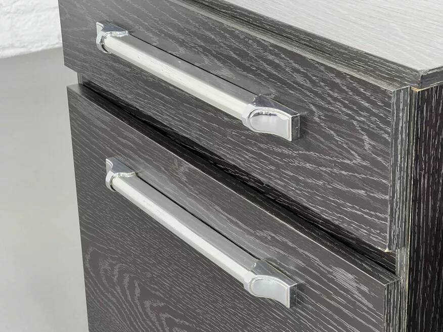 Pair of vintage black and chrome bedside tables