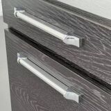 Pair of vintage black and chrome bedside tables