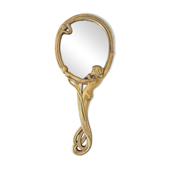 art nouveau brass mirror