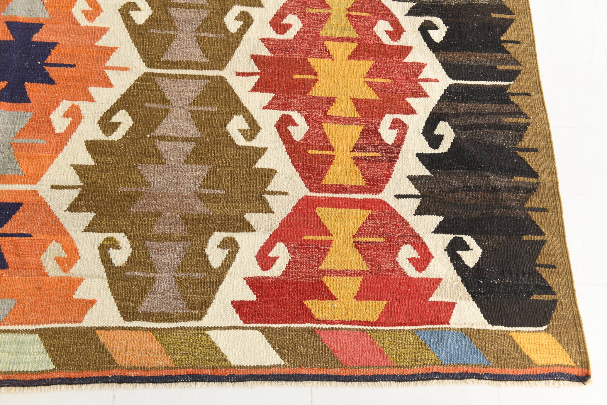 9x12 Geometric Style Turkish Vintage Kilim Rug, 264x383Cm