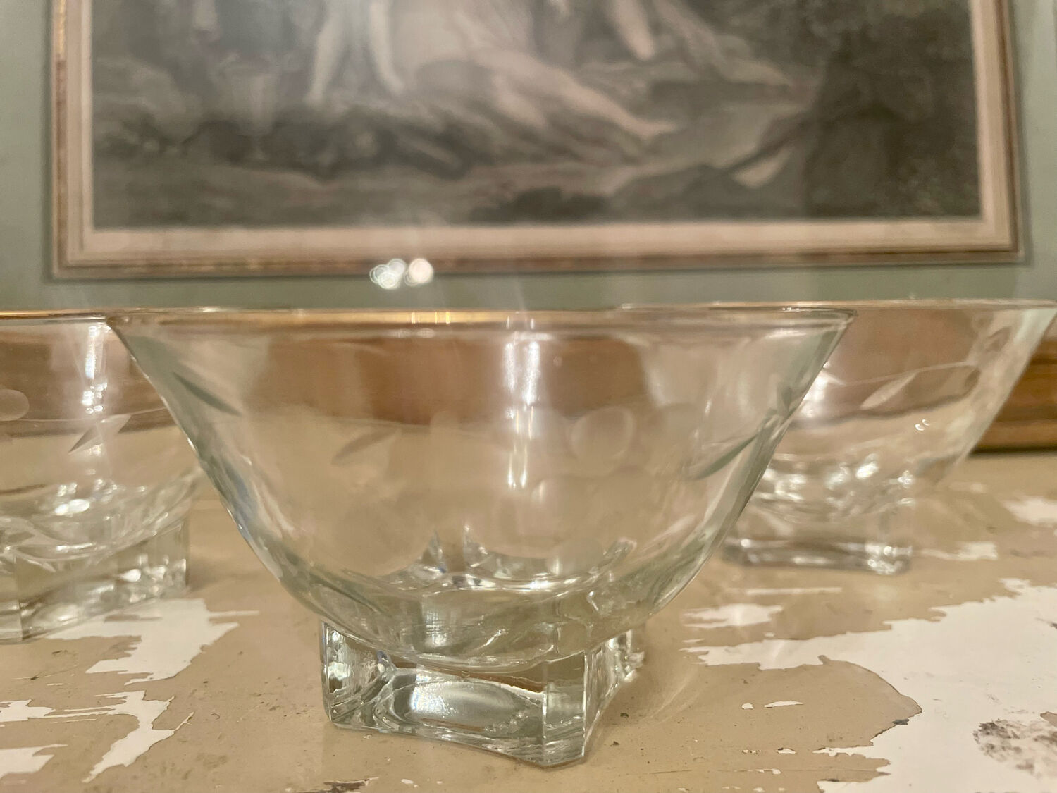 Set of 3 old champagne or cocktail glasses