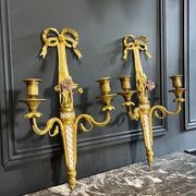 Pair of nineteenth century sconces in bronze and porcelain