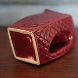 Vintage ceramic pitcher, jug, jug, burgundy red carafe, kitchen