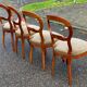 4 chaises louis Philippe bois massif et daim beige