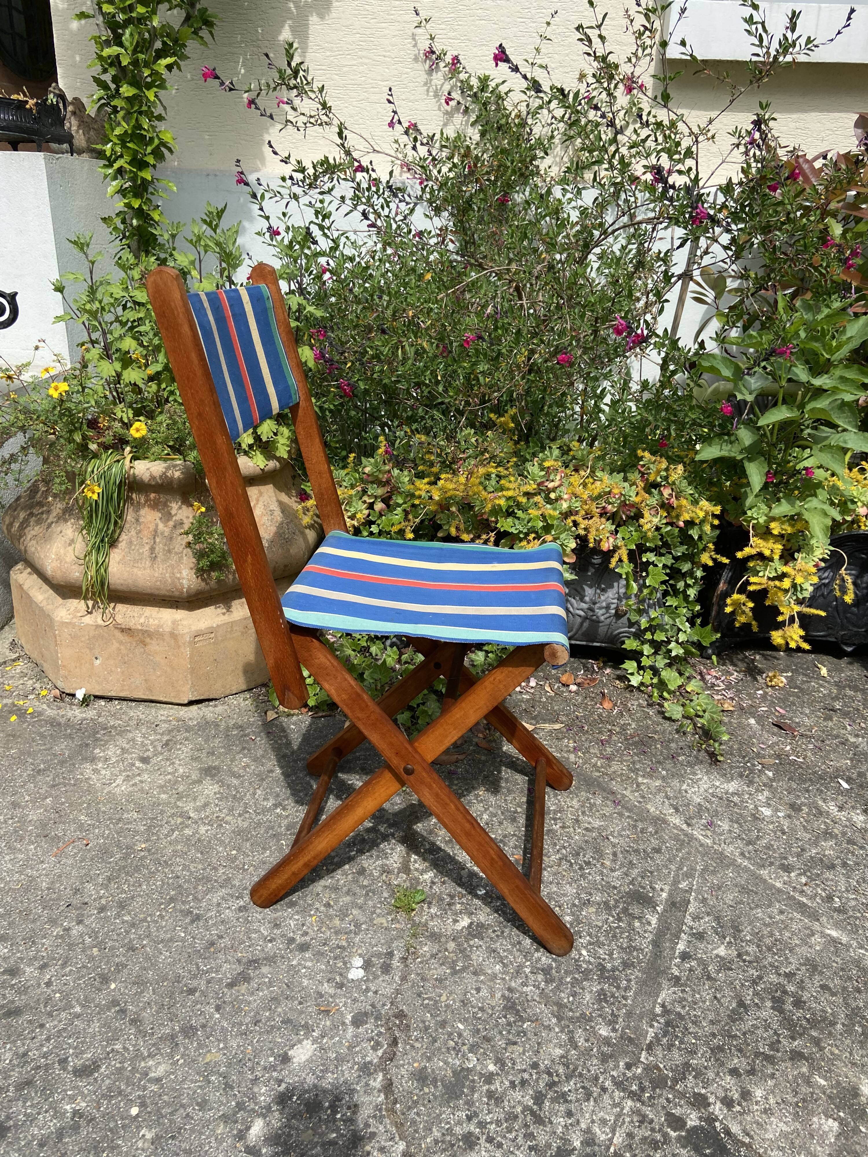 PRODUCT BHV - Folding chair wood and canvas 1960 vintage