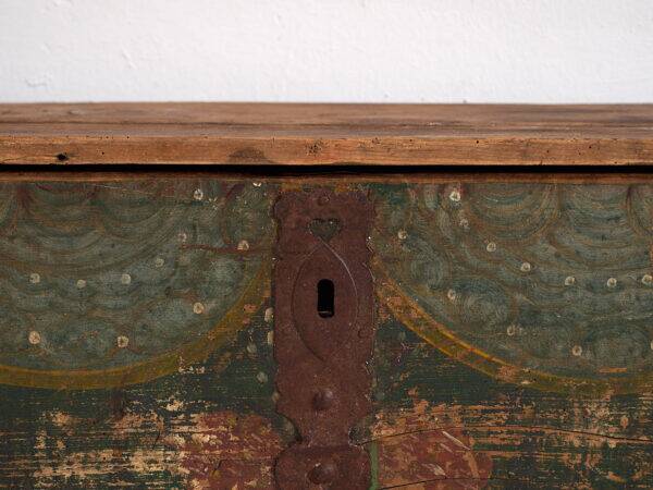 Antique hand-painted trunk with floral motifs (year 1869) #98
