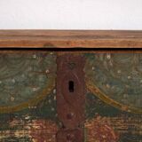 Antique hand-painted trunk with floral motifs (year 1869) #98
