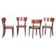 Art Deco Czech Chairs in Beech and Walnut from Thonet, 1940s, Set of 4