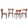 Art Deco Czech Chairs in Beech and Walnut from Thonet, 1940s, Set of 4