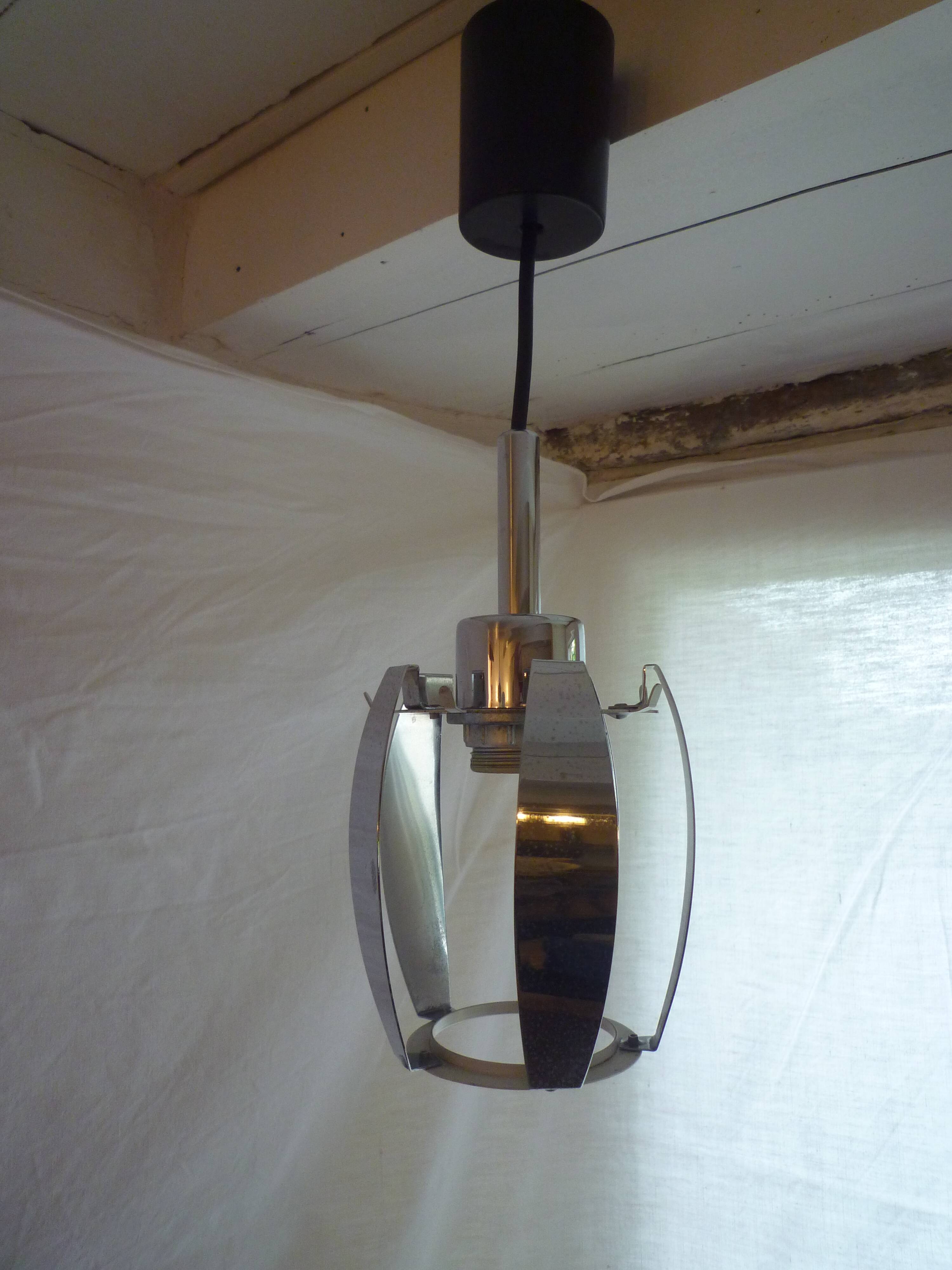 Space Age in chrome metal hanging lamp