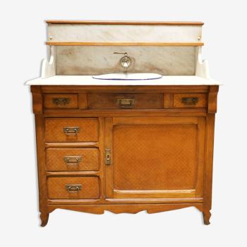 Antique washbasin cabinet in marble and wood