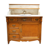 Antique washbasin cabinet in marble and wood