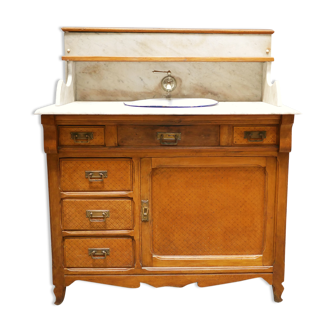 Antique washbasin cabinet in marble and wood