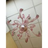 Murano Glass Chandelier in Pink 6 Arms