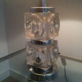 Pair of glass and chrome lamps. Circa 1970