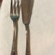 Set of 12 fish cutlery in silver metal