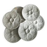 Lot de 6 assiettes à huîtres en porcelaine de Pillivuyt