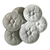 Set of 6 oyster plates in Pillivuyt porcelain.